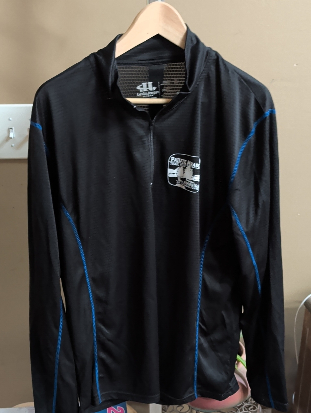 Men’s Black Long-Sleeve Performance Jersey with Blue Accents